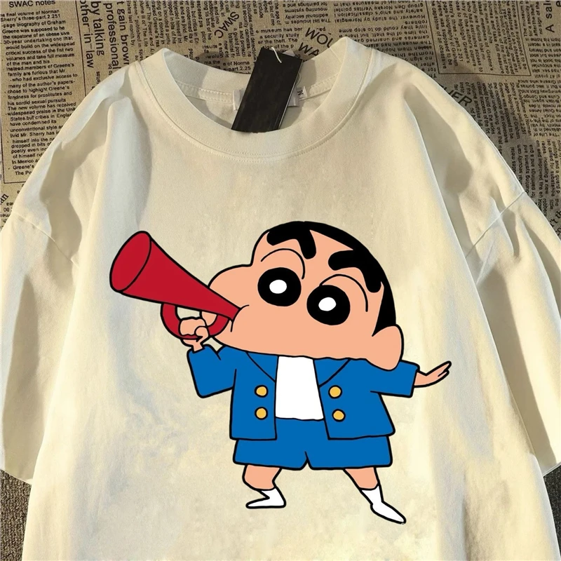 

Funny Summer Crayon Shin Chan Printed Cartoon Women Top Casual Fashion Round Neck Harajuku Printed T-shirt Cotton Short Sleeve