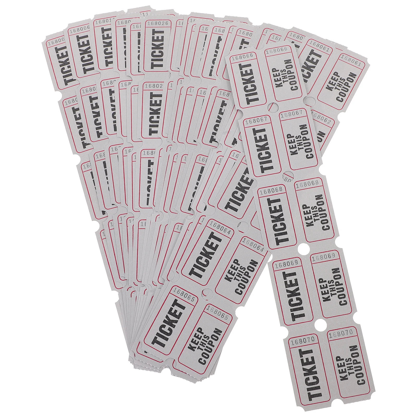 100 Pcs Raffle Tickets Bulk Lottery Game Prizes Carnival Holiday Grey Party Event Tickets Labels Concert Decorations