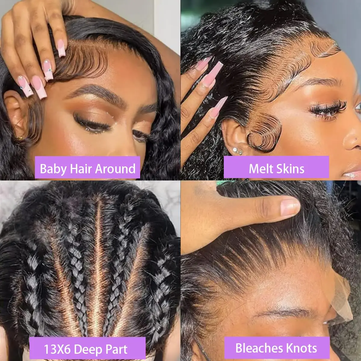 200 الكثافة موجة عميقة 100% خصلات الشعر المستعار الإنسان 13x6 Hd الدانتيل الجبهة الباروكات قبل نتف البرازيلي شعر بشري مجعد شعر مستعار 30 40 بوصة للنساء #4