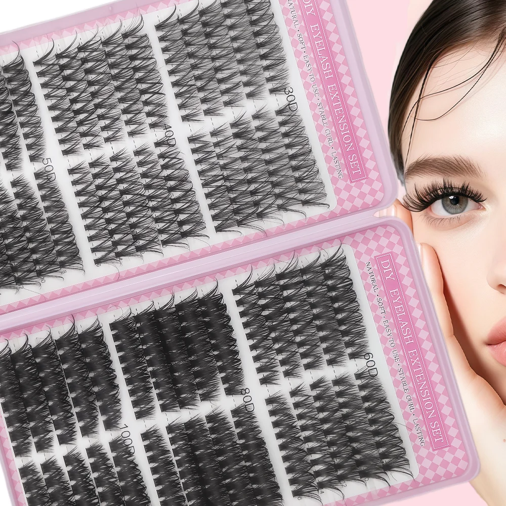 Wimpernverlängerungsset – 30D/40D/50D/60D/80D/100D vorgemischt ‌ Premium 30-reihige D-Curl-Wimpern im 6 Stil für professionelle Stylisten und D