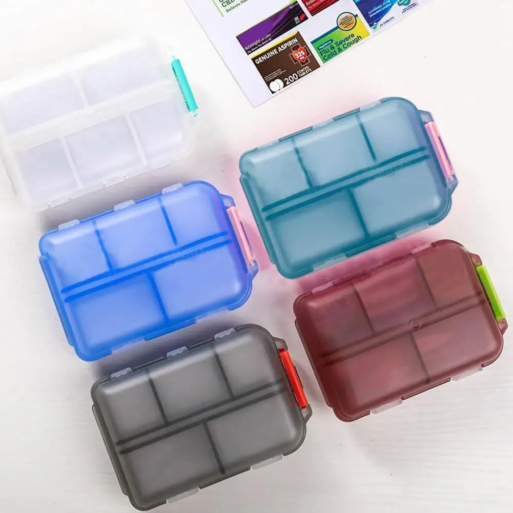 Travelling Pill Container Pill Organizer with 10 Compartments Capacity Travel Capsule Storage Box Pocket Pharmacy Tablet