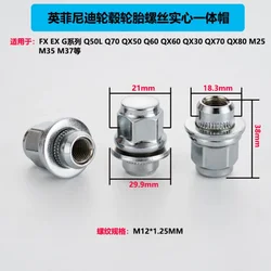 1pc Mag Seat Lug Nut Wheel Hub Screw Suit for Infiniti Nissan Series M12x1.25 Hex 21mm Thickness 38mm