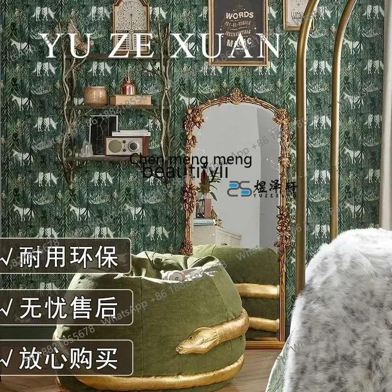 مرآة xzFrench كلاسيكية كاملة الطول، مرآة أوروبية منحوتة خفيفة فاخرة قائمة على الأرض، مرآة مناسبة لغرفة النوم