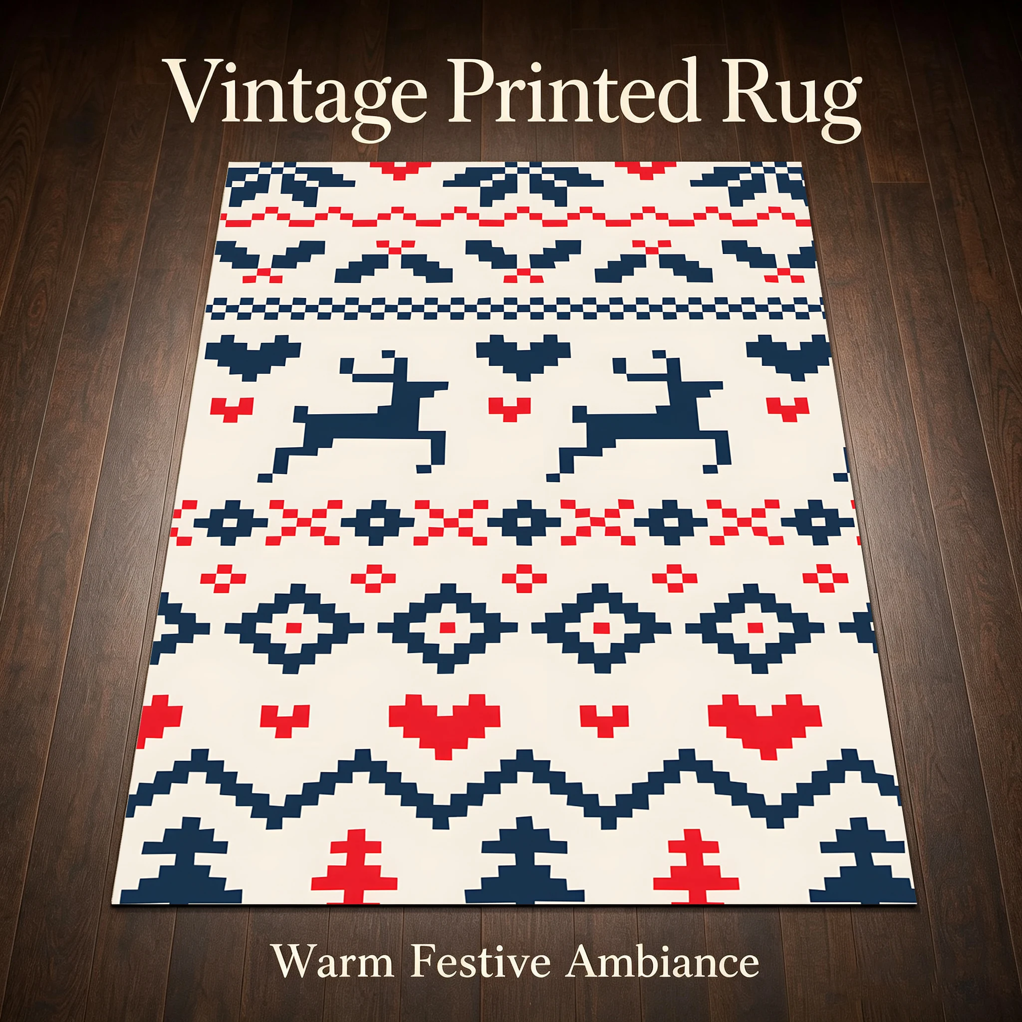 Red Green Plaid Snowflake Velvet Area Rug, for Living Room Bedroom, Autumn Winter Christmas Decor