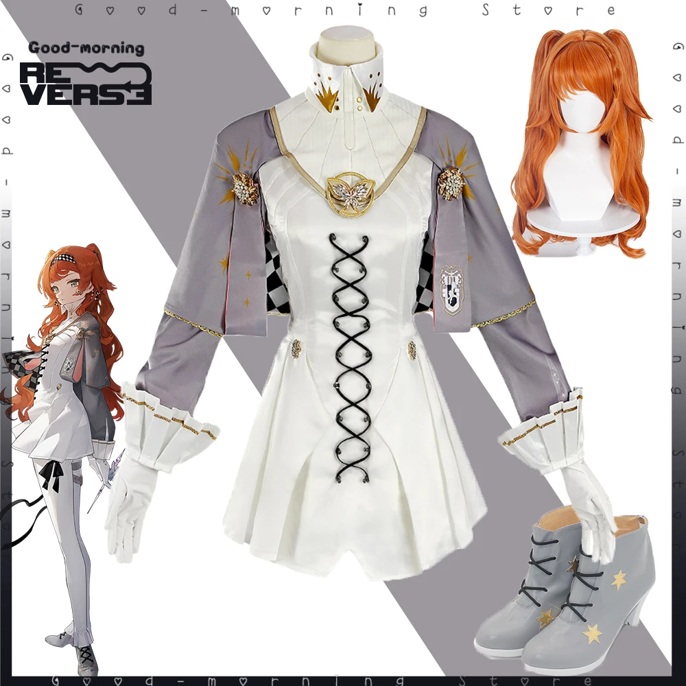 

Anime game Reverse:1999 Sonetto Cosplay wig Sonetto Shoes Costume Cos Hallowen Carnival Party Uniform Adult Role play Full Set