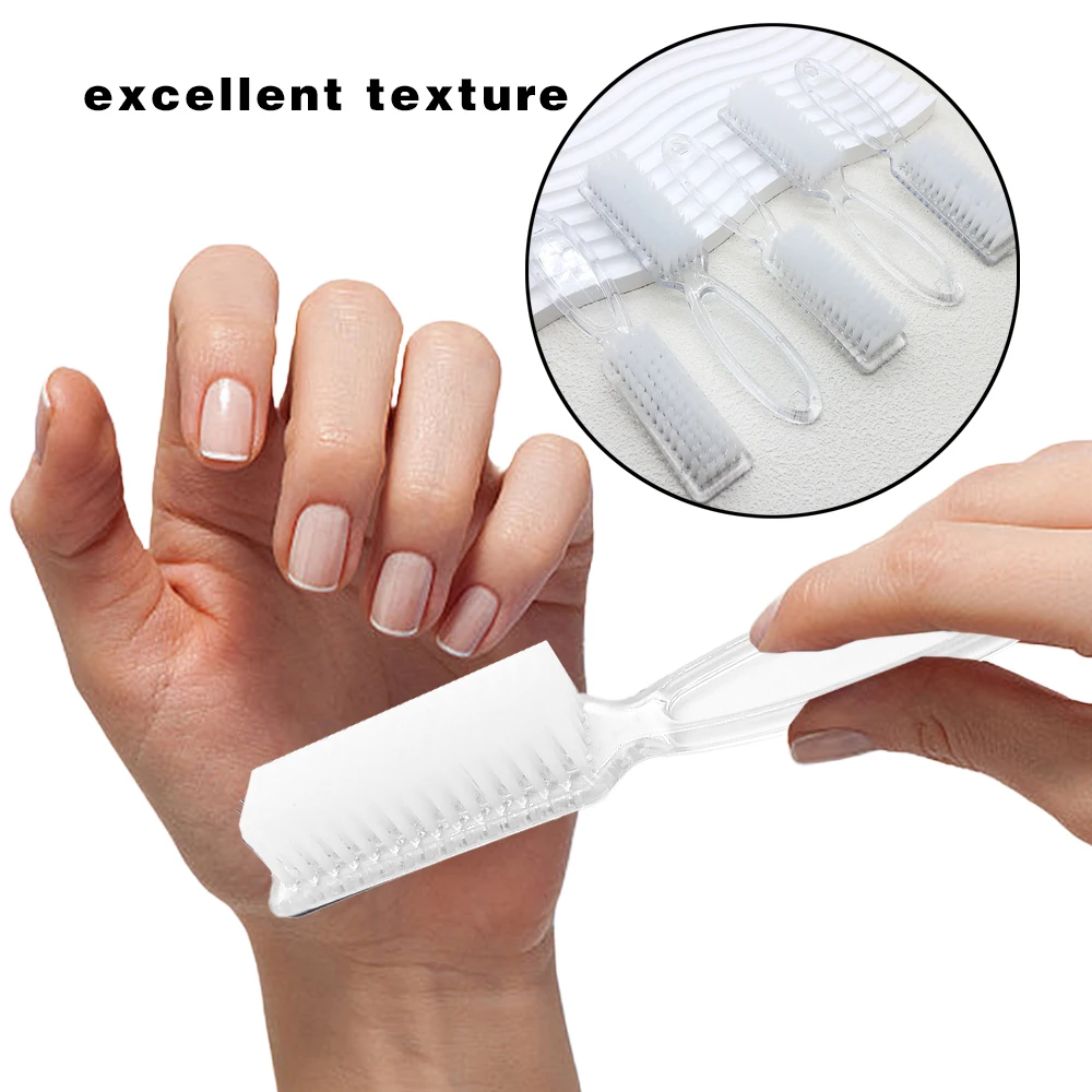 2/4/6/8/10 stücke Klar Griff Nail art Pinsel Nagel Hand Schrubben Reinigung Pinsel Weiche Entfernen Staub Reiniger Maniküre und Pediküre Werkzeug – Detail 6