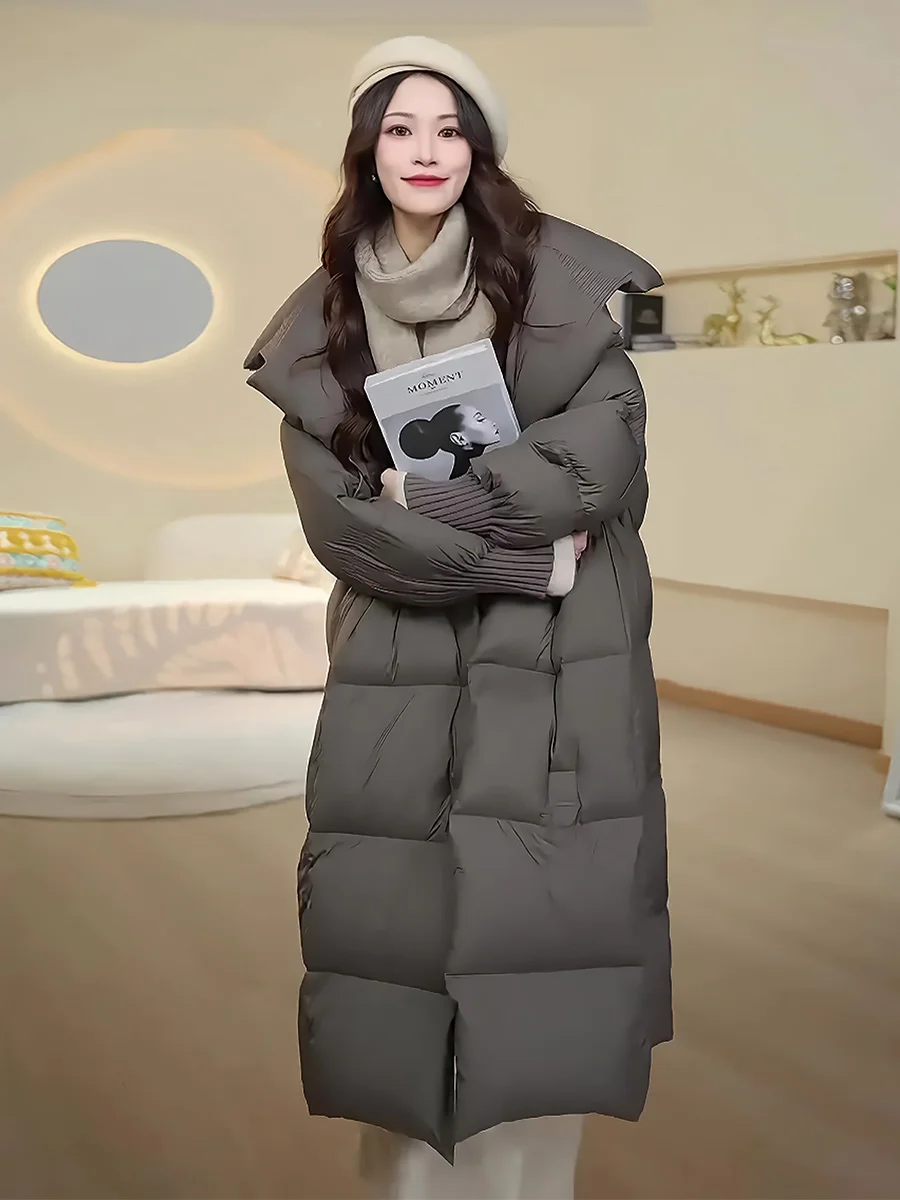 

Зимняя утепленная белая пуховая куртка для женщин: модное пальто с большим воротником, устойчивое к экстремальным холодам, универсальное, маленький размер