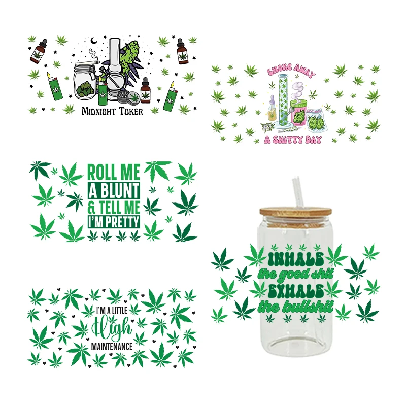 Leaf UV DTF Transfer Sticker For The 16oz Libbey Glasses Wraps Bottles Cup Sticker D15414