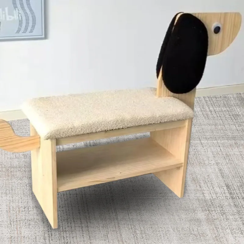 Tabouret à langer en bois massif, porte étagère à chaussures domestique dans le siège d'armoire de maison, tabouret à chaussures intégré