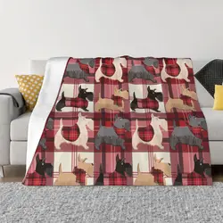 Scottish Terrier simpatici cuccioli coperta lavorata a maglia regalo per amante del cane animale coperta da tiro decorazione del divano della camera da letto copriletti morbidi