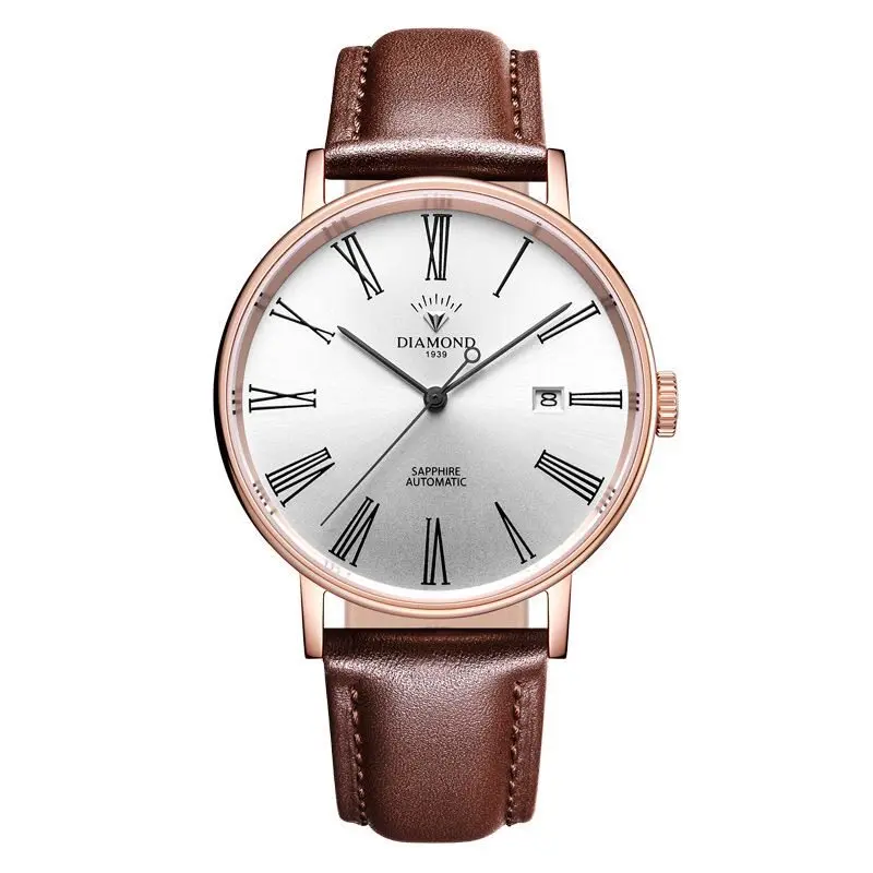 

Shanghai Diamond Men’s Fully Automatic Mechanical Watch Single Calendar Roman Numeral Stainless Steel Case Skeleton Waterproof