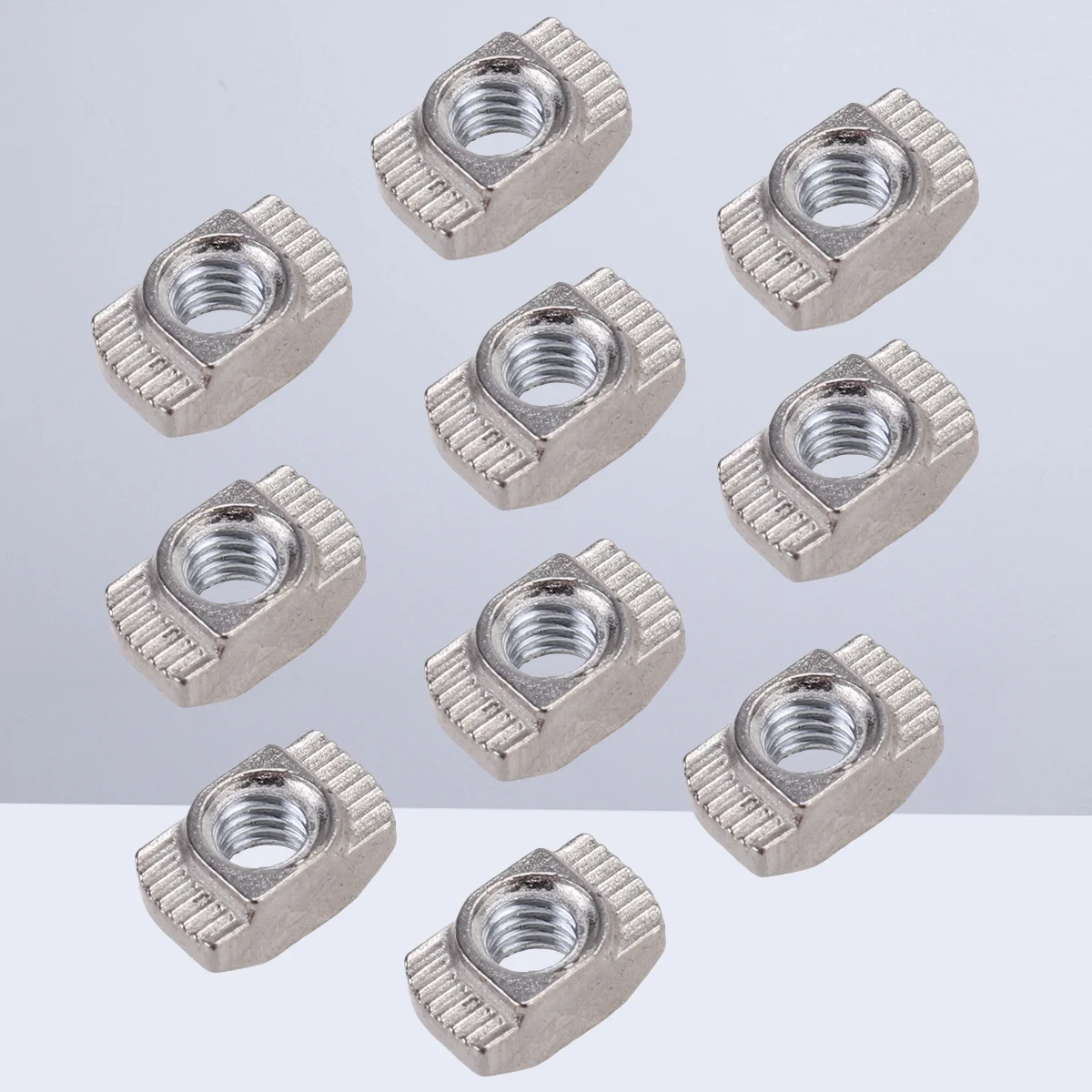 

50Pcs Aluminum Profile Nuts 10x6mm M4 Thread for 20x20mm T Slot European Extrusions Nickel Plated Carbon Steel T-Nut Fasteners