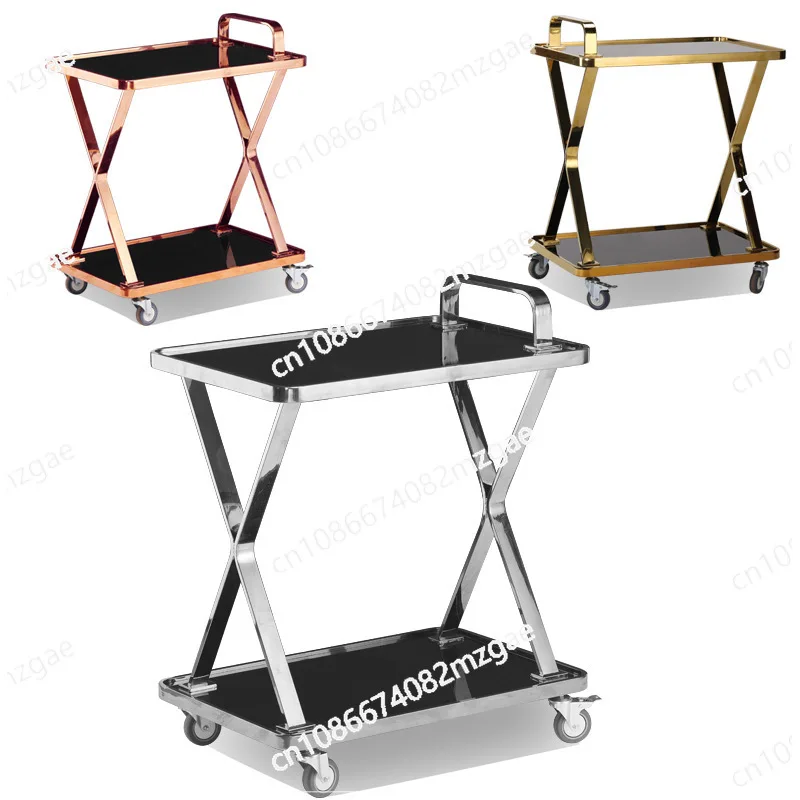 

Hotel service cart, tempered glass wine cart, triple-layer wine trolley, luxury