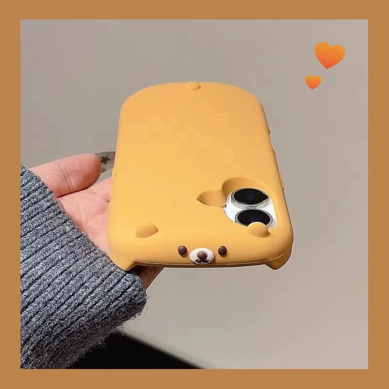 Ins Coreano 3D Del Fumetto Fluffy R-Rilakkuma Kawaii Cute Cartoon Cassa Del Telefono Per iPhone 16 15 14 13 Pro MAX Plus Y2K Copertura Antiurto