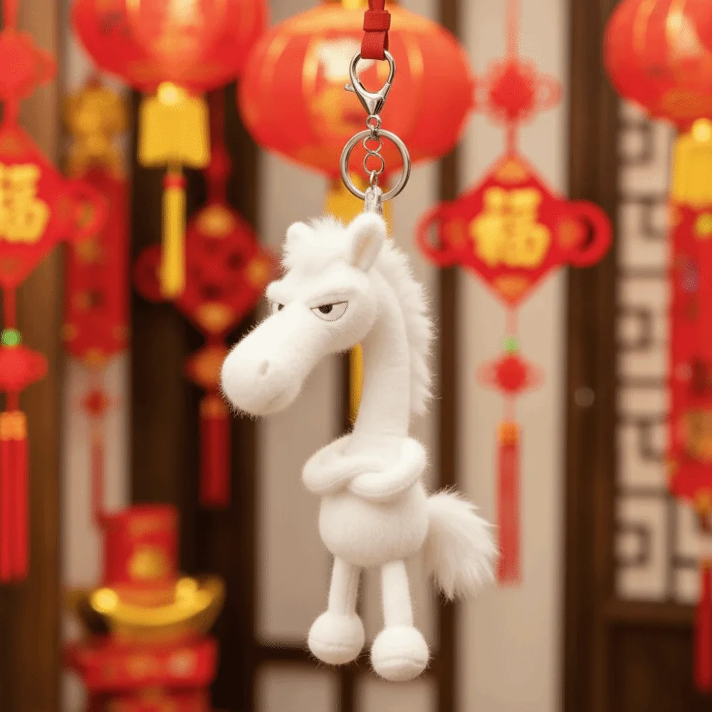 Cartoon Simulation Horse Stuffed Exquisite Craftsmanship Cute Design Pony White Black Color Fantasy Style Room Decoration