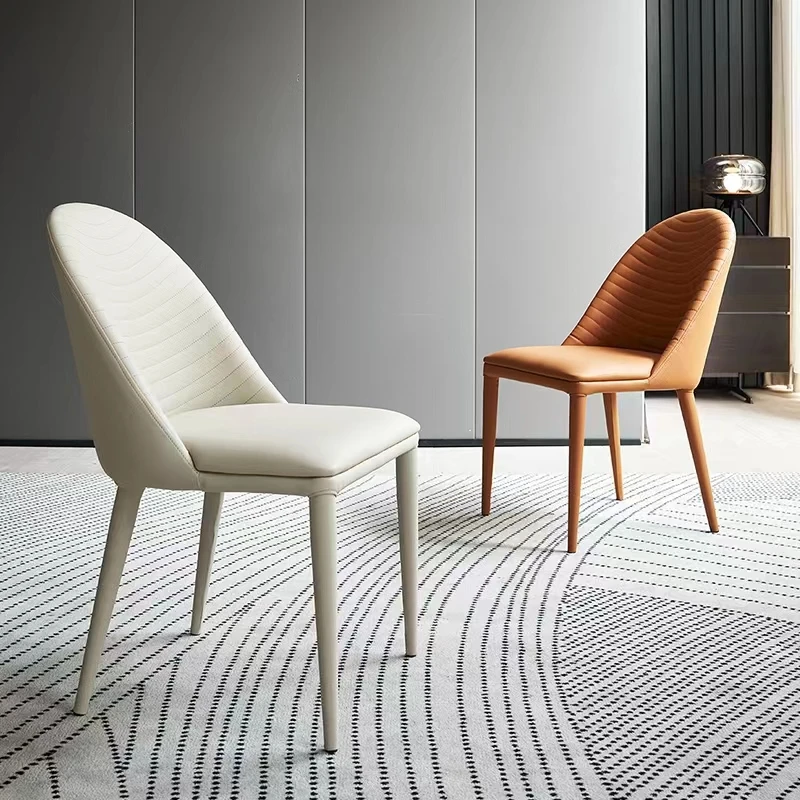 

Light Luxury Dining Chair Modern Simple Household Dining Table and Chair Italian Nordic Chair Hotel Full Leather Comfortable