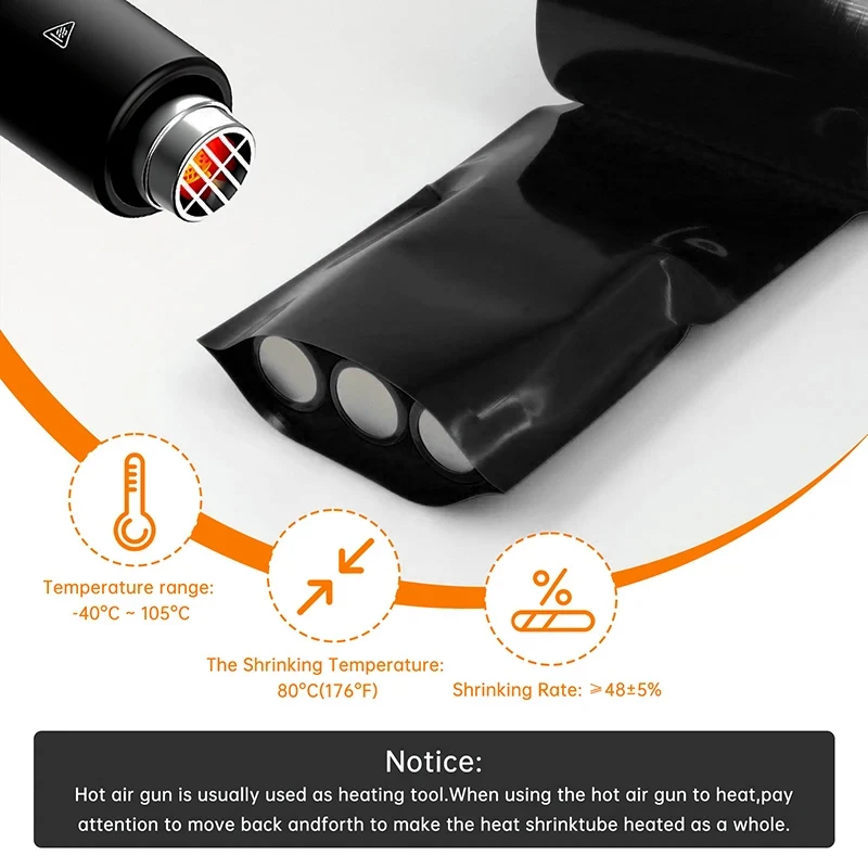 1/5m Black PVC Heat Shrink Tube Width 50mm ~ 500mm Insulated Sleeve Protection Wrap 18650/21700/26650 Lipo Battery Films Case view 2