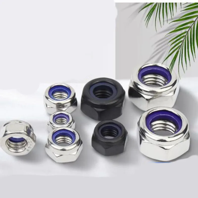 DIN985 M2 M2.5 M3 M3.5 M4 M5 M6 M7 M8 M10 M12 Blac white zinc A2-70 stainless steel Nylon lock Nut Self-locking Nuts