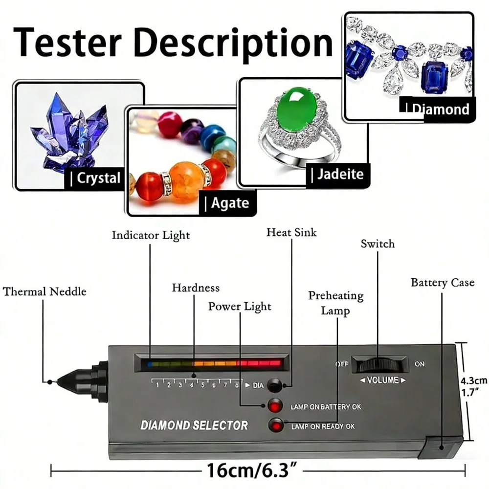 AHT Professional Diamond Tester Pen Set with 60X Magnifier Tweezers High Accuracy Gemstone Selector Portable with Storage Case