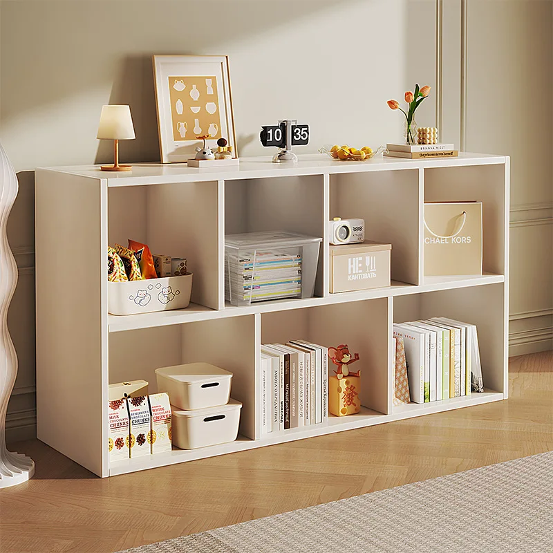 

Household bookcase Floor to ceiling bookshelf Simple solid wood lattice Living room wall storage Shelf