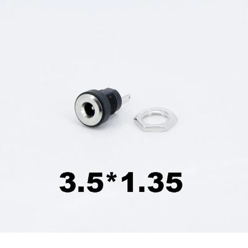 2/5/10pcs Power Socket With Nut DC 3.5 * 1.35mm Two Pin Soldering Wire Dc Female 2-PIN Connector Plug E4
