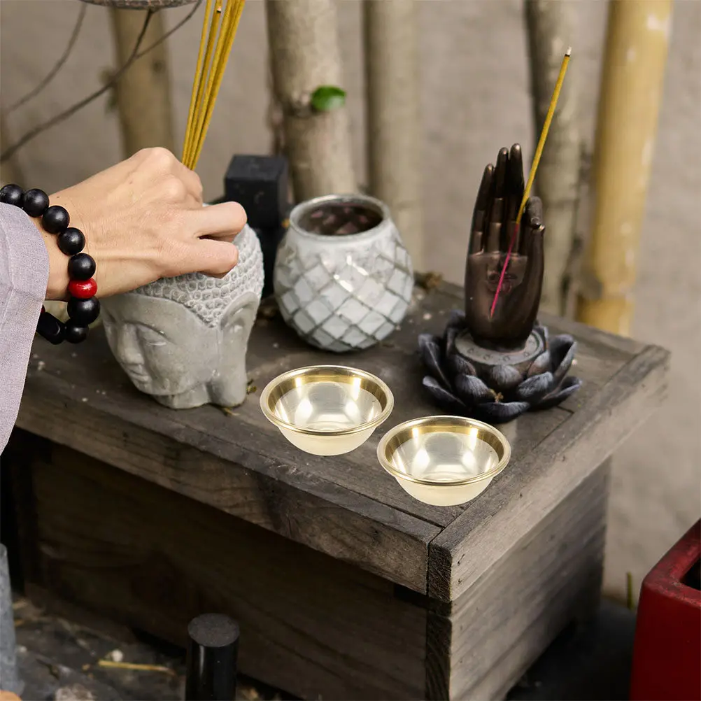 7Pcs Small Brass Offering Bowls Temple Water Cups Buddhist Worship Bowls Meditation Sacrifice Vessel Tibetan Religious