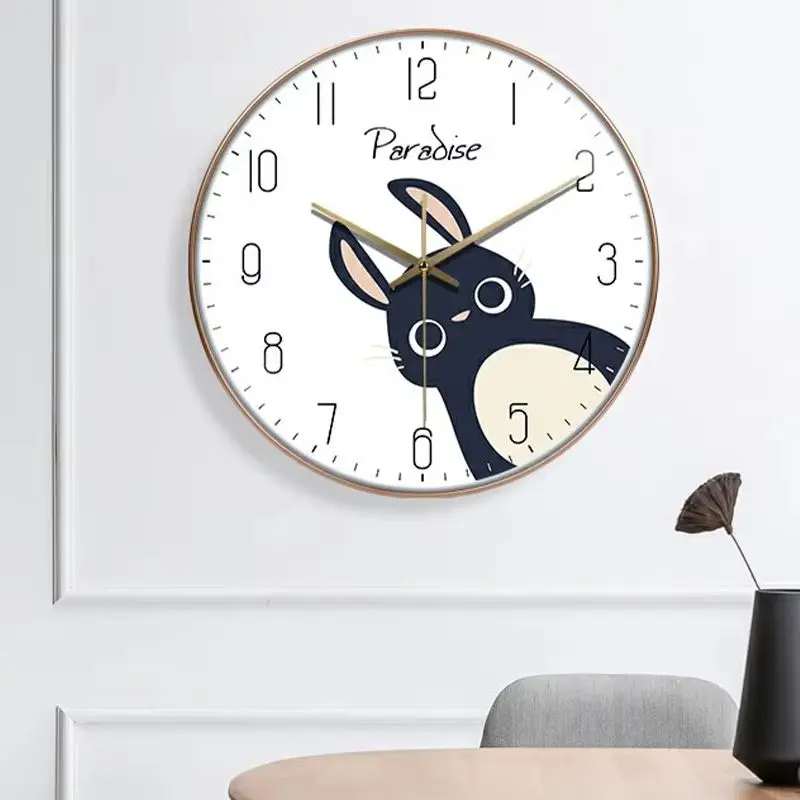 8-Zoll Kreative Cartoon-Wanduhr Geräuschlose Mechanik Nicht Tickende Wandmontierte Uhr Einfache Schlafzimmer Küche Büro Heim-Dekoration
