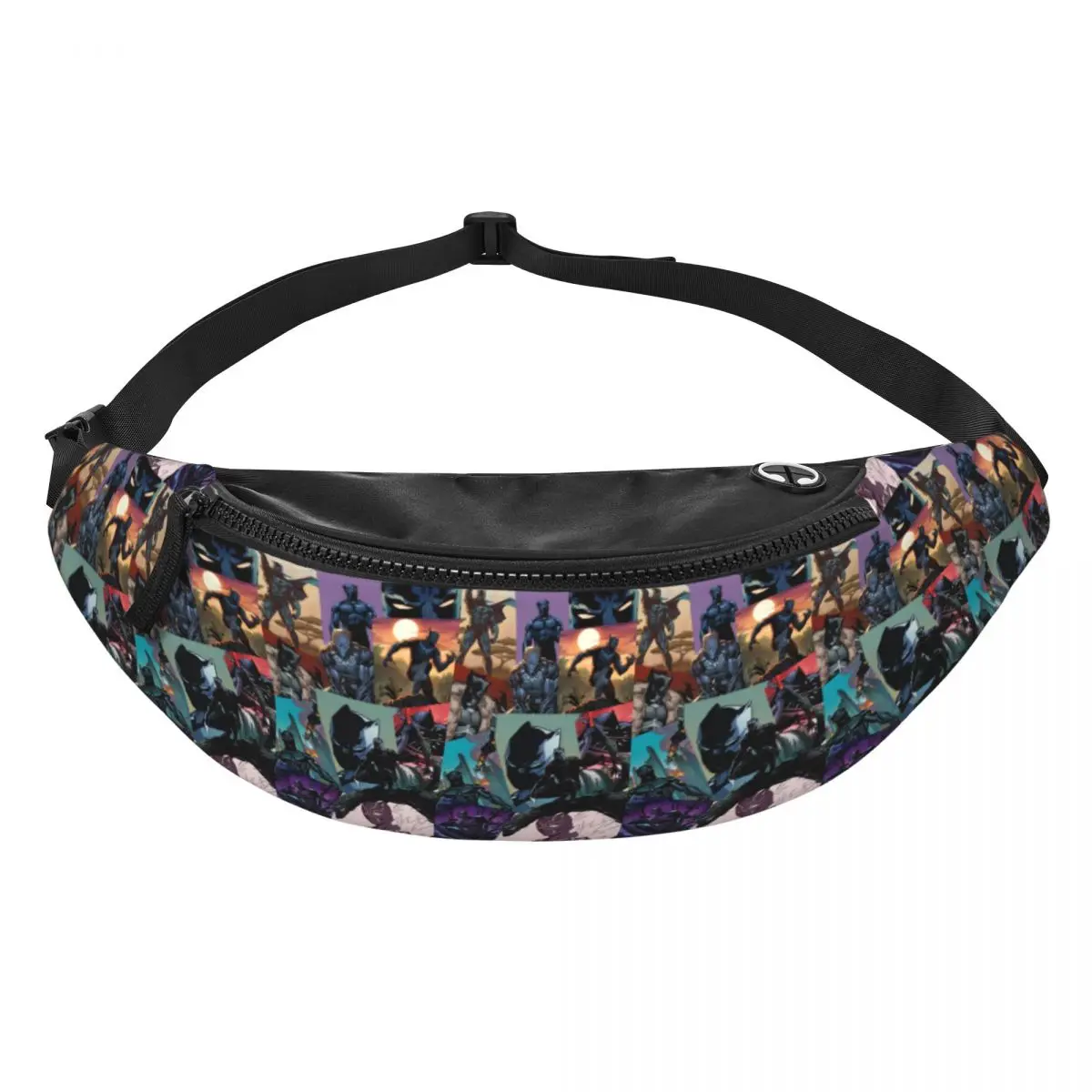 Custom Black Panther Wallpaper Comic Fanny Pack Women Men Cool Crossbody Waist Bag for Running Phone Money Pouch