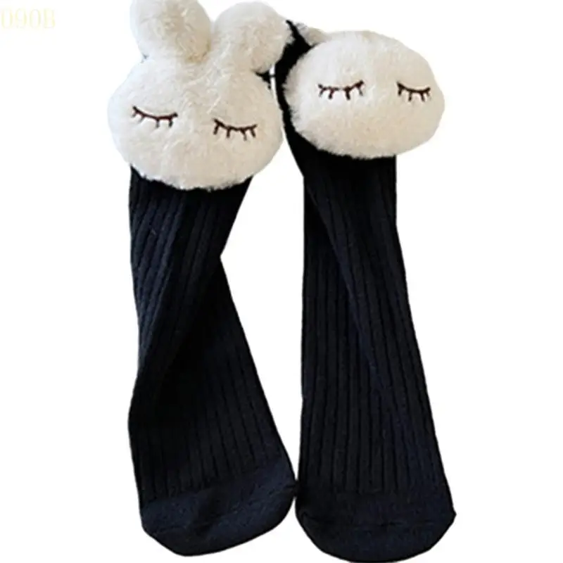 

090B Children Knee high Socks with Plush Animal Decor Stylish & Comfortable High Knee Socks Durable Suitable for Boys & Girls