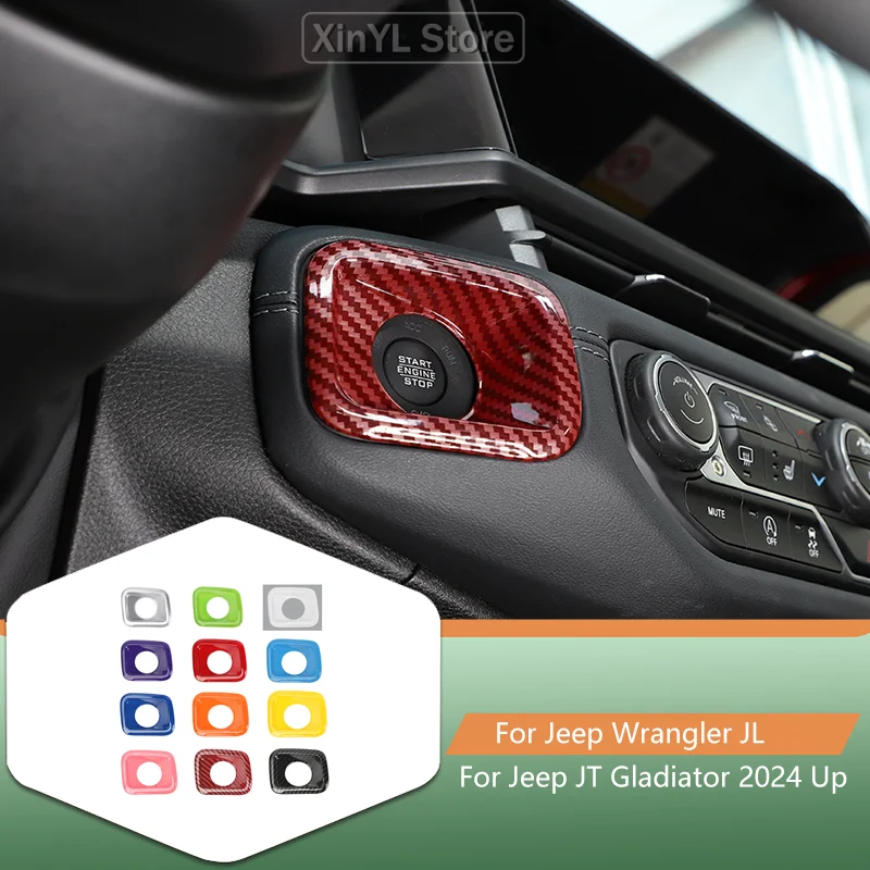Car ABS One-touch Start Switch Panel Cover Stickers For Jeep Wrangler JL for JT Gladiator 2024 Up Car Interior Accessories