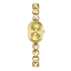 Luxury Vintage Quartz Woman Watch Diamond Bracelet Strap Roman Scale Rhinestones Wristwatch Retro Gold Waterproof Ladies Watches