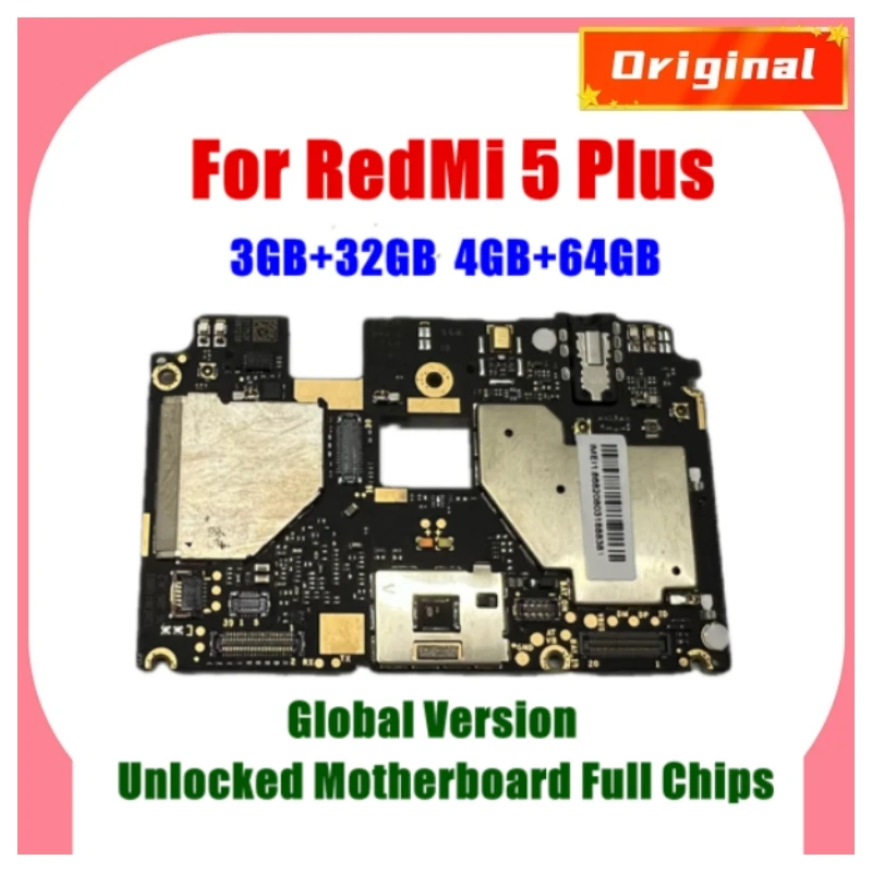 Global Version Motherboard For Xiaomi Hongmi Redmi 5 Plus Mainboard 32GB 64GB Unlocked With Google App Installed