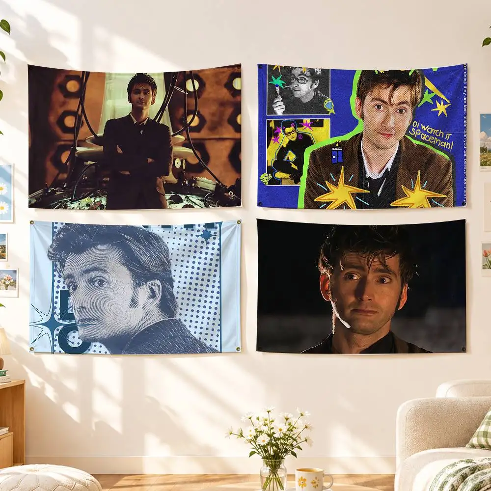 David T-Tennant Tenth Doctor Flags Wall Hanging Background Art Banner for Bedroom Home Outdoor Decor