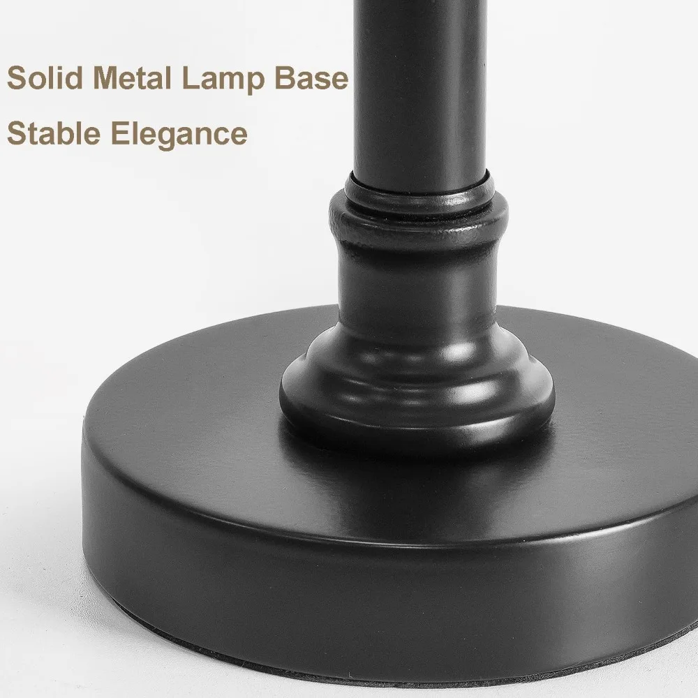19.5" Small Table Lamp for Bedroom Nightstand - Black Fabric Shade, Living Room, Desk Reading, Kids Room, Office, Dorm view 6