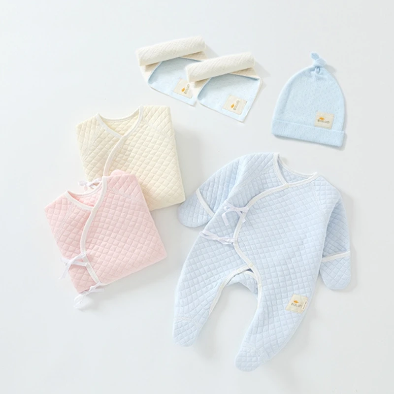 Baby Hat Towel Jumpsuits Set Newborn Pajamas Cotton Outfit Infant Shower Gift