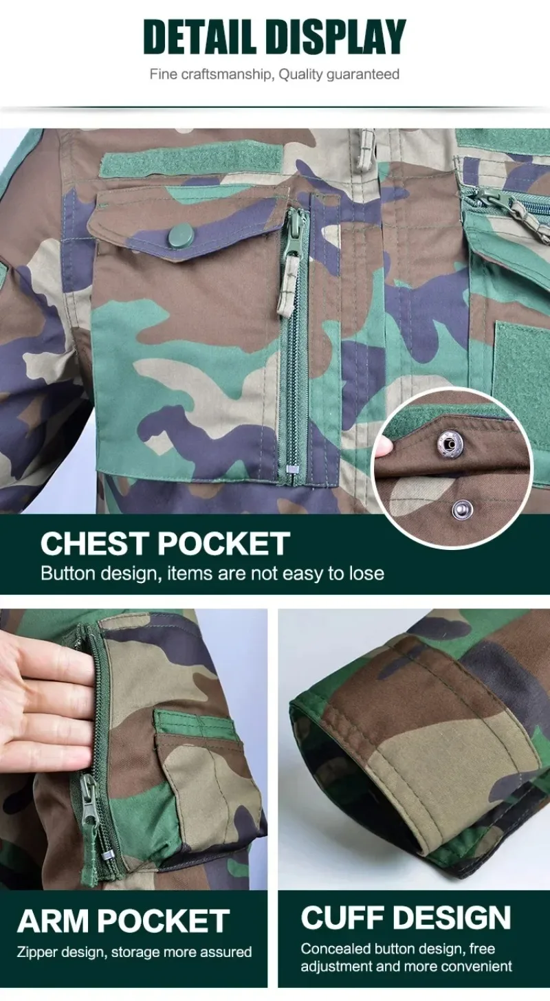 Oulylan Outdoor Camping Atmungsaktive Trainingsuniform Herren Taktische Tarnkleidung Set Jagd-Reißverschlussjacke Hosenanzug – Detail 26