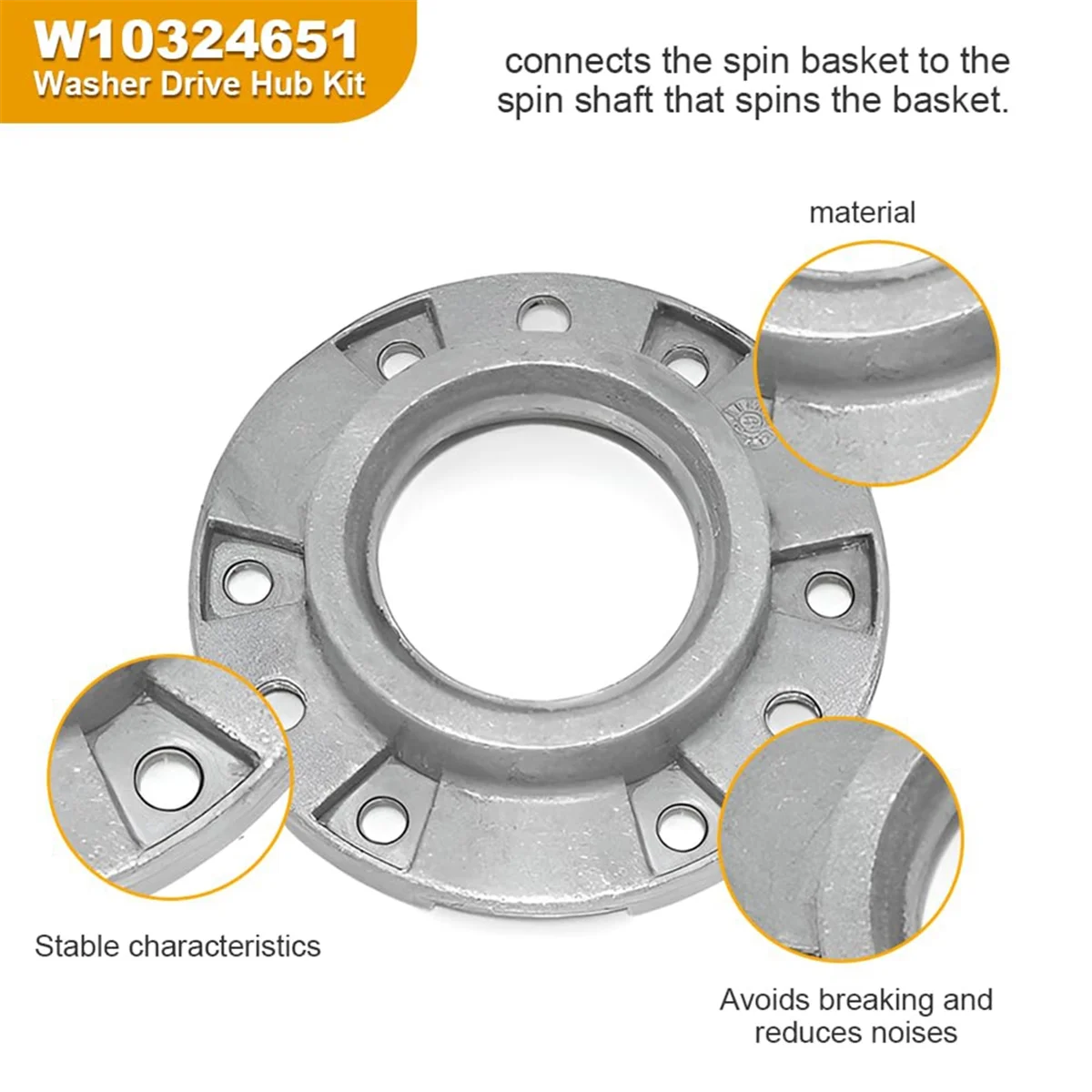 

W10324651 Hub Replacement with TB123A Washer Spanner Wrench Replaces TB123A TB123B ERTB123A AP6832671 AP4503397JAS