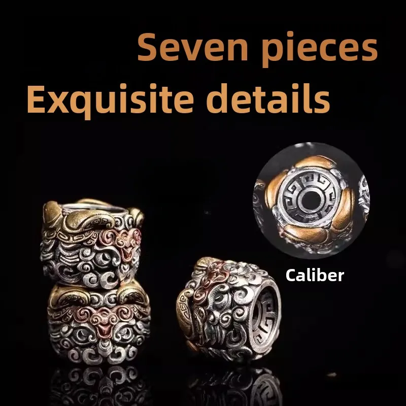 Chinese Style Auspicious Kui Ox Pattern Good Luck Metal Spacer Bead For Diy Jewelry Wenwan Accessories Lucky Blessing Wealth For