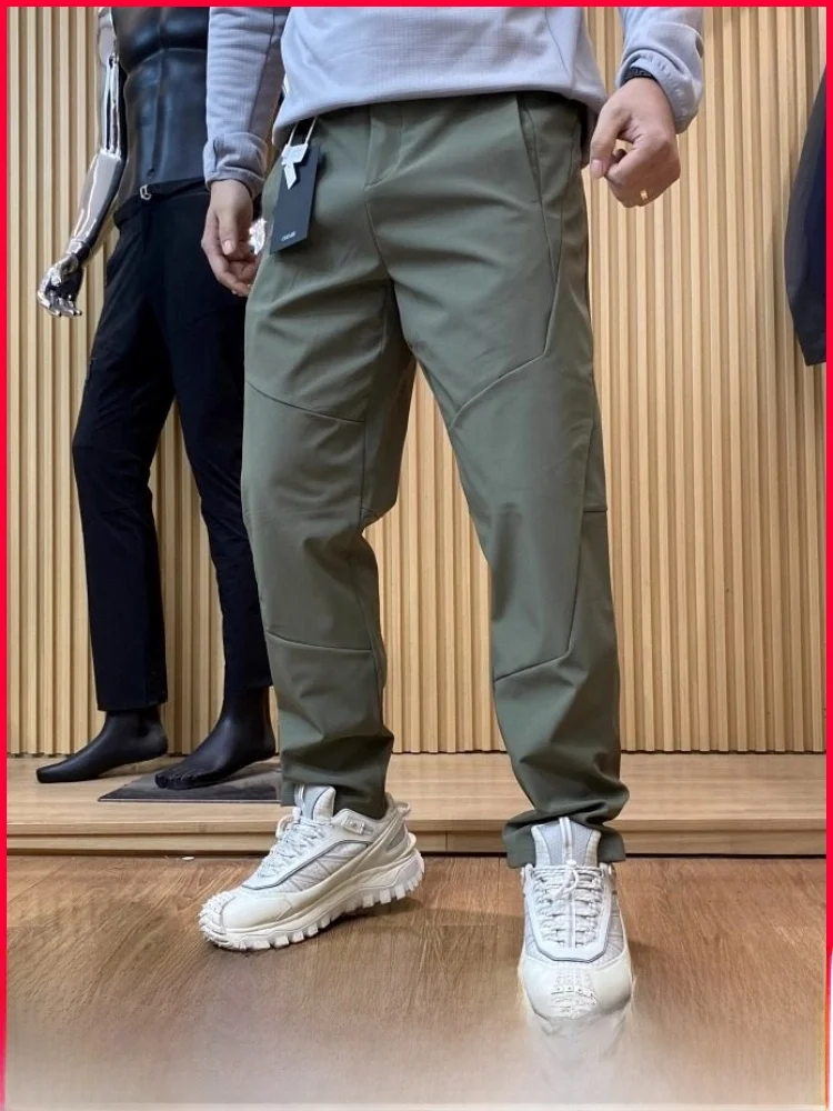 

Men's Fce Lined Soft ell 4D Surrounding Tailoring Winter New Arrival Casual Pants Straight Leg mid Waist Button Closure