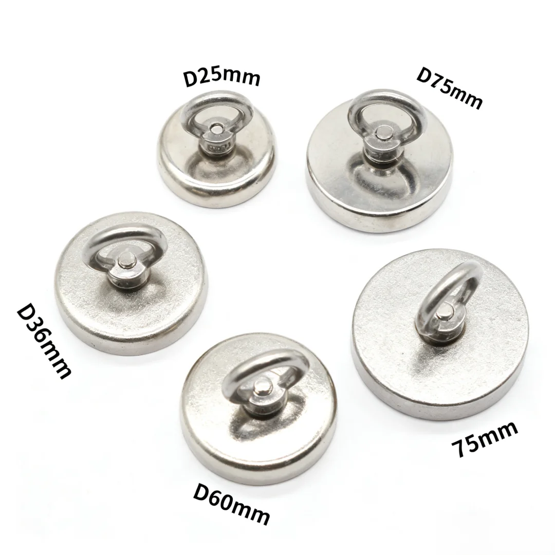 D16/20/25/32/36/60 Strong Neodymium Magnet Salvage Magnet Deep Sea Fishing Magnets Holder Pulling Mounting Pot with Ring Eyebolt