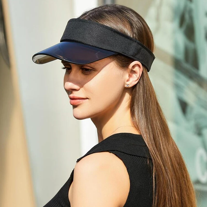 

Black Sun Visors 2 Pack Golf Hat Sun Protection Soft PVC Sun Hats for Outdoor Sport Party Tennis Running Beach Empty Top Caps