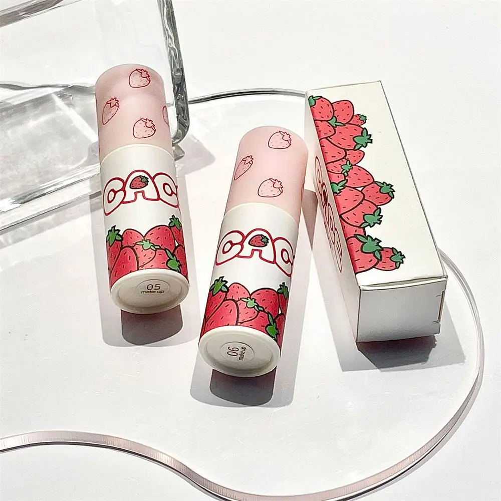 1/2/3PCS Lovely Strawberry Lip Mud Clay Velvet Matte Lipstick Makeup Waterproof Long-lasting Smooth Red Lip Tint Pigment Lip