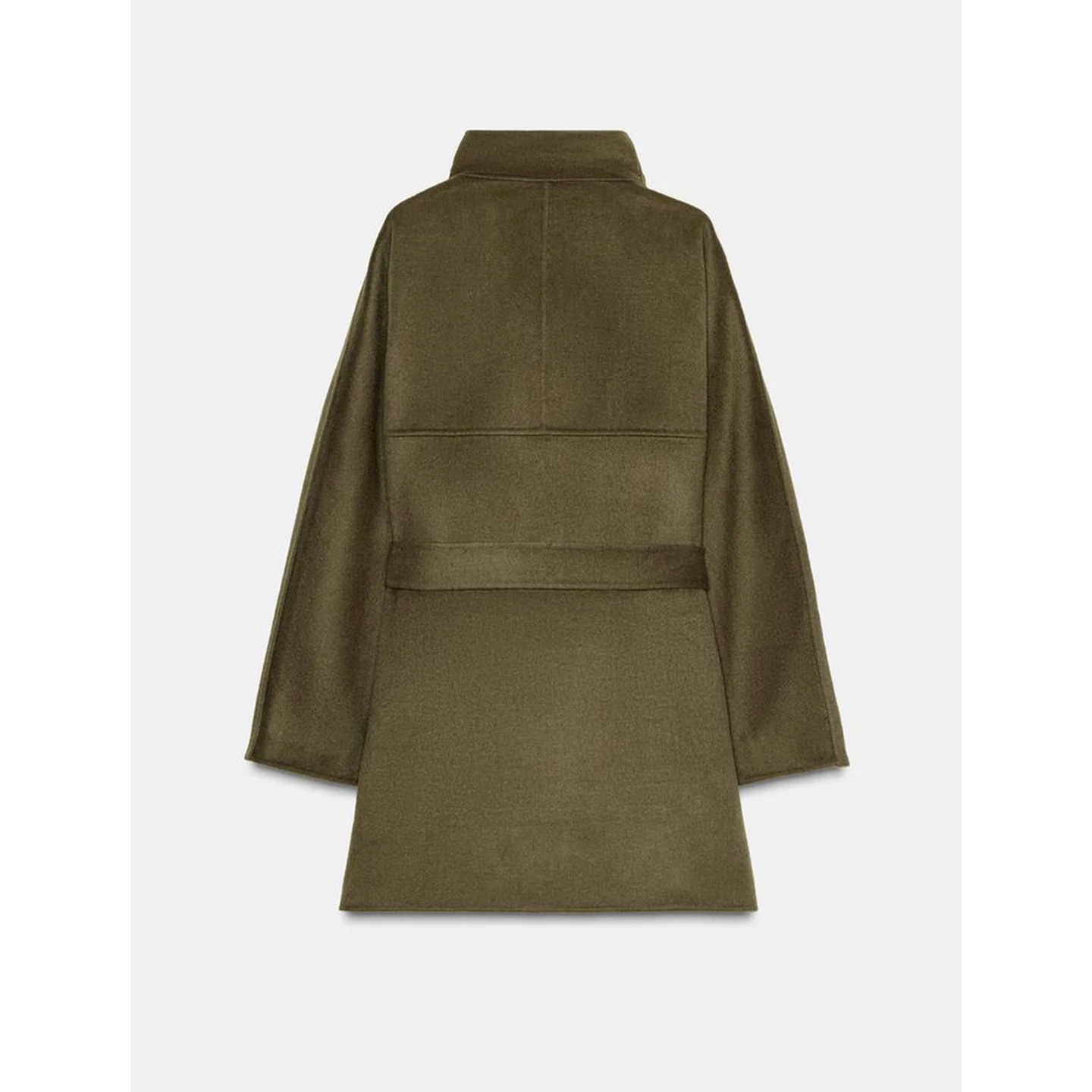 Herbst Neue Damen Lange Sve Hoher Kragen Mantel mit Knoten Taille Gürtel Polyester Faser 00% Faionable Oberbekleidung