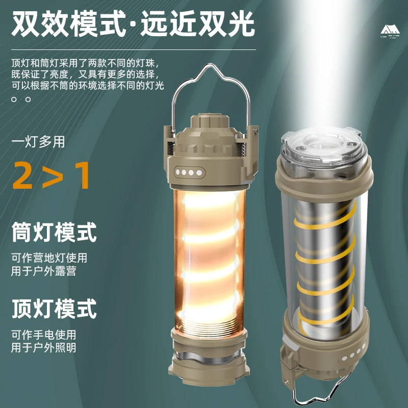 Camping Lamp Portable Tent Lantern Lamp USB Charging Lamps Outdoor Camping Emergency Lamp Flashlight Hiking for CARGO