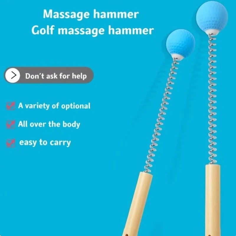 Meridian hammer back massage Handheld Multifunctional Massage Hammer Golf Massage Hammer Wooden Handle Massage Ball Massager