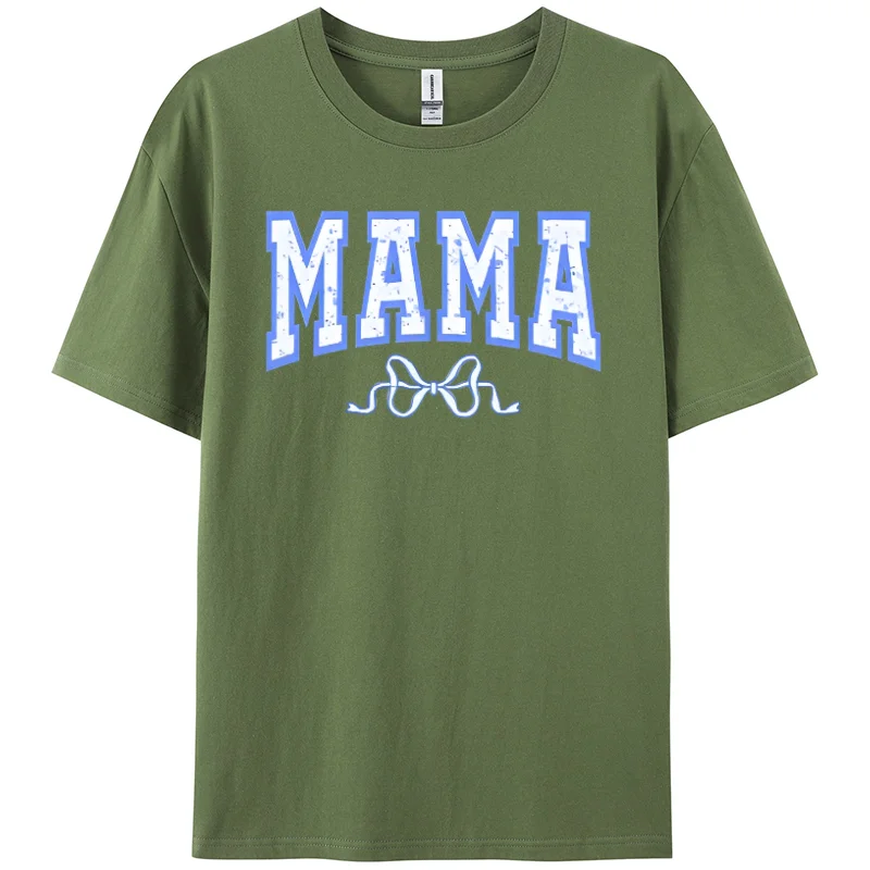 Mama Monogram Print Loose T-Shirt Pure Cotton Comfortable Short Sleeve Unisex Simple Fashion Design Top Tee