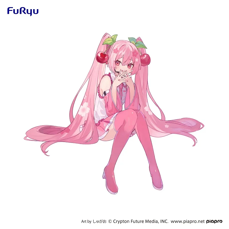 14cm Original Furyu 2023 Sakura Miku Noodle Stopper Hatsune Miku Figure Pvc Anime Action Figurine Model Toys For Boys Xmas Gift