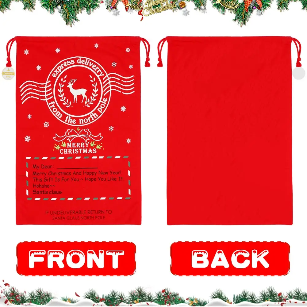 Warm Christmas Large Santa Sack Felt Candy Gifts Bag Canvas Storage Bags Kids Christmas Decoration New Year 2023 50*70cm