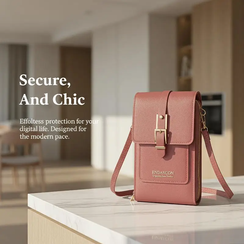 Women Trendy Travel Touch Screen Phone Handbag RFID Anti-theft PU Leather Purse for Casual Daily Outings