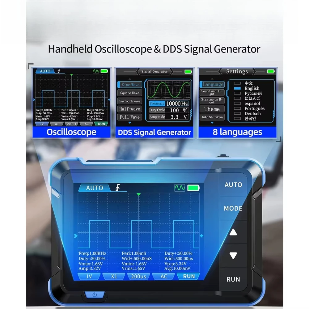 DSO153 Handheld Oscilloscope/DDS Signal Generator Digital Portable Automotive 2.8 TFT Screen 5MS/s Sample Rate